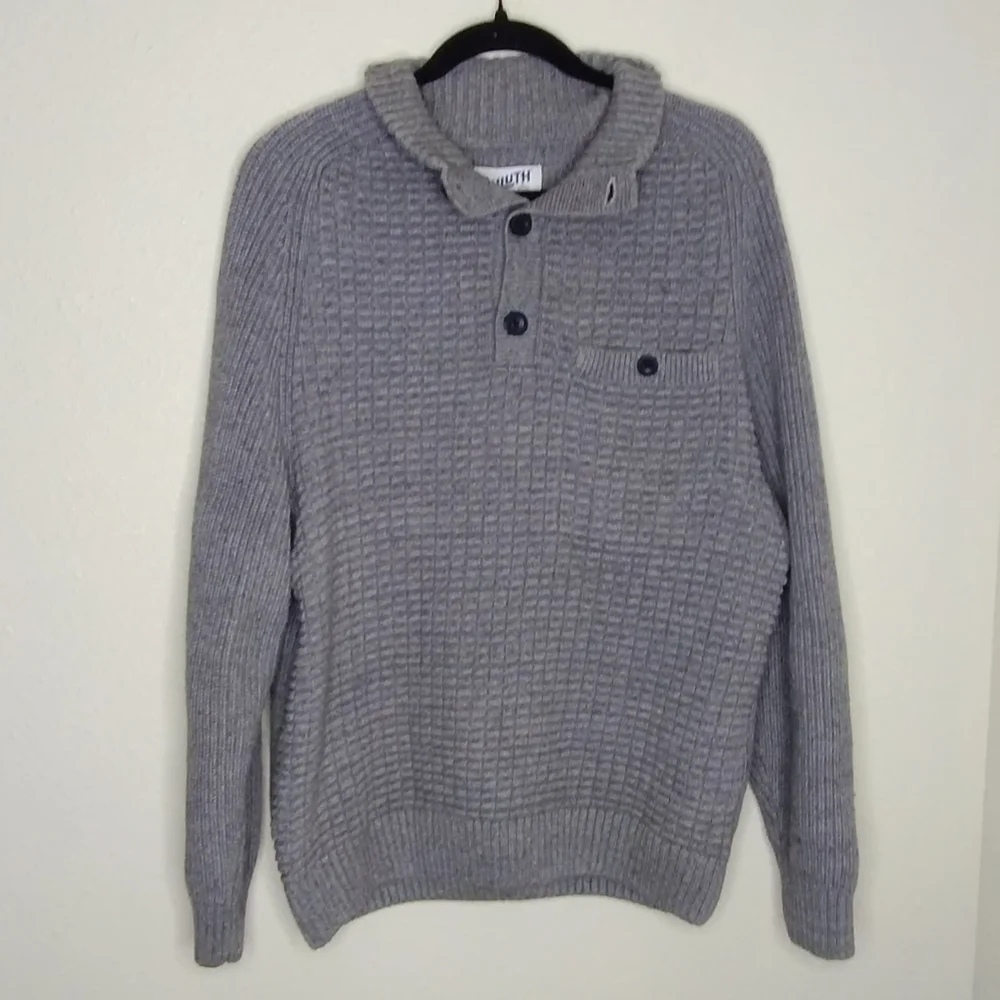 Duluth Trading Burly Retirement Button Mock Sweater Gray‎ Men's Size Medium